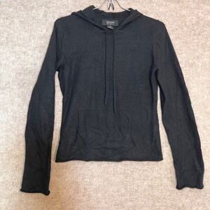 Express 100 Cashmere Hoodie Womens SMALL Black Pullover Luxury Soft Quiet Luxury